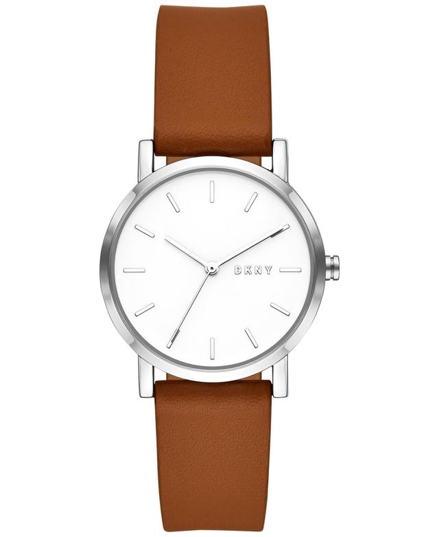 Dkny Womens Soho Brown Leather Strap Watch 34mm Product Image