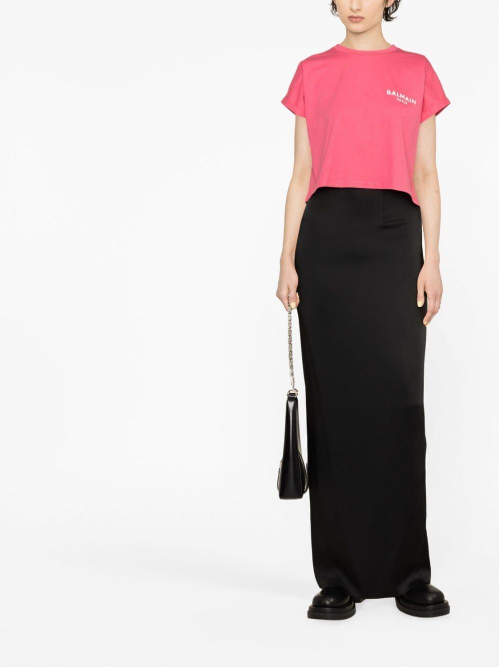 Cropped-t-shirt Mit Logo-print In Pink Product Image