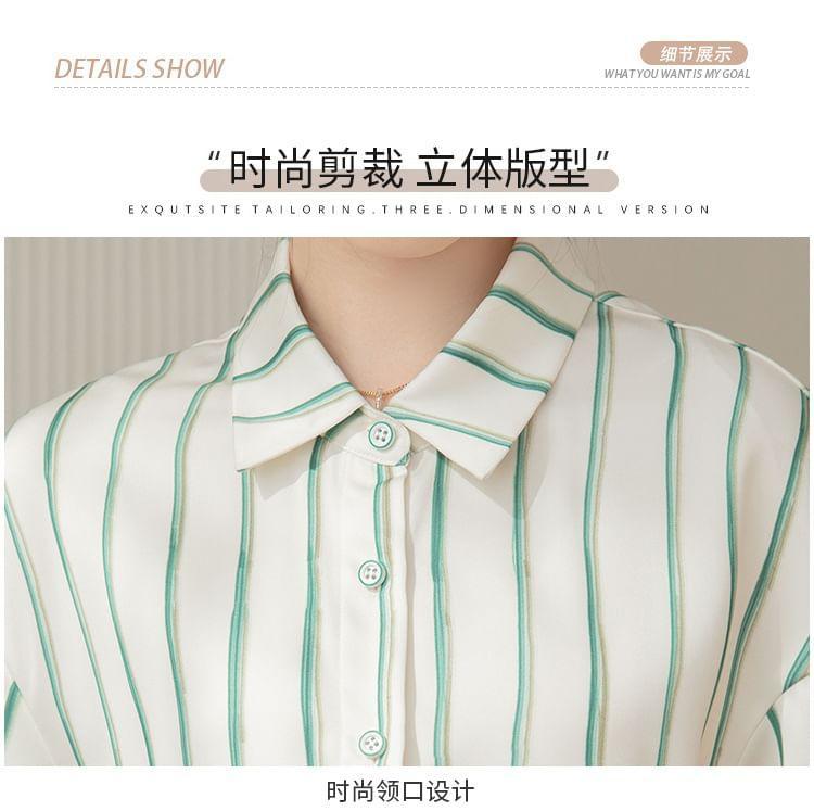 Striped Button-Up Shirt Product Image