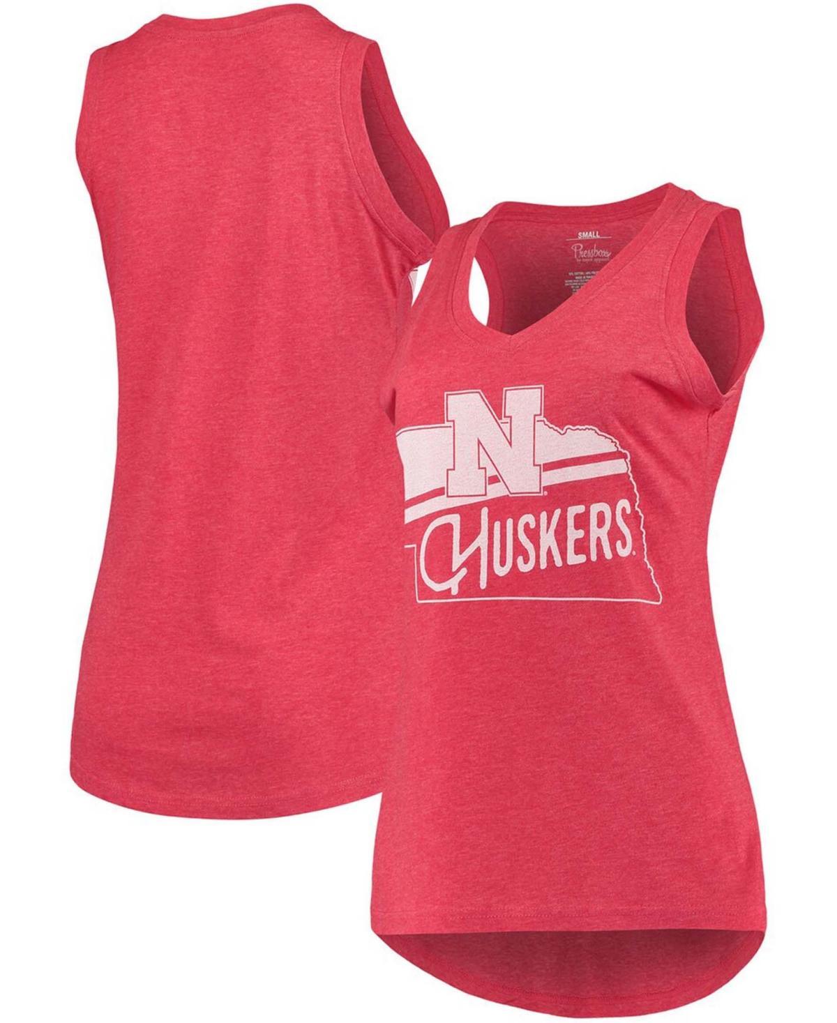 Womens Scarlet Nebraska Huskers Ferris Melange V-Neck Tank Top Product Image