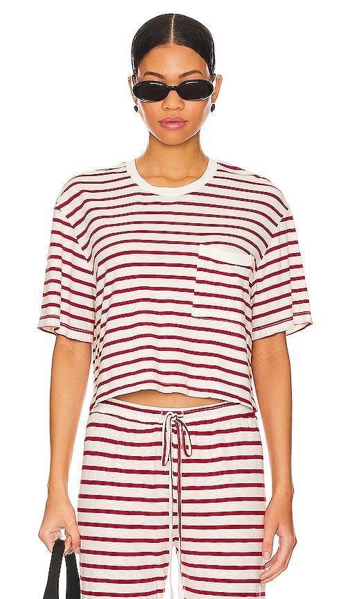 MONROW Stripe Jersey Crop Pocket Tee Size XL, XXS. Product Image