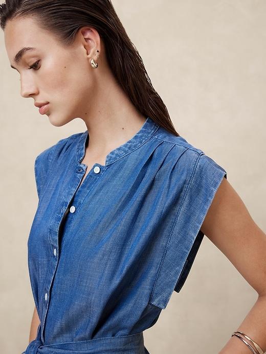 Chambray Midi Shift Shirtdress Product Image