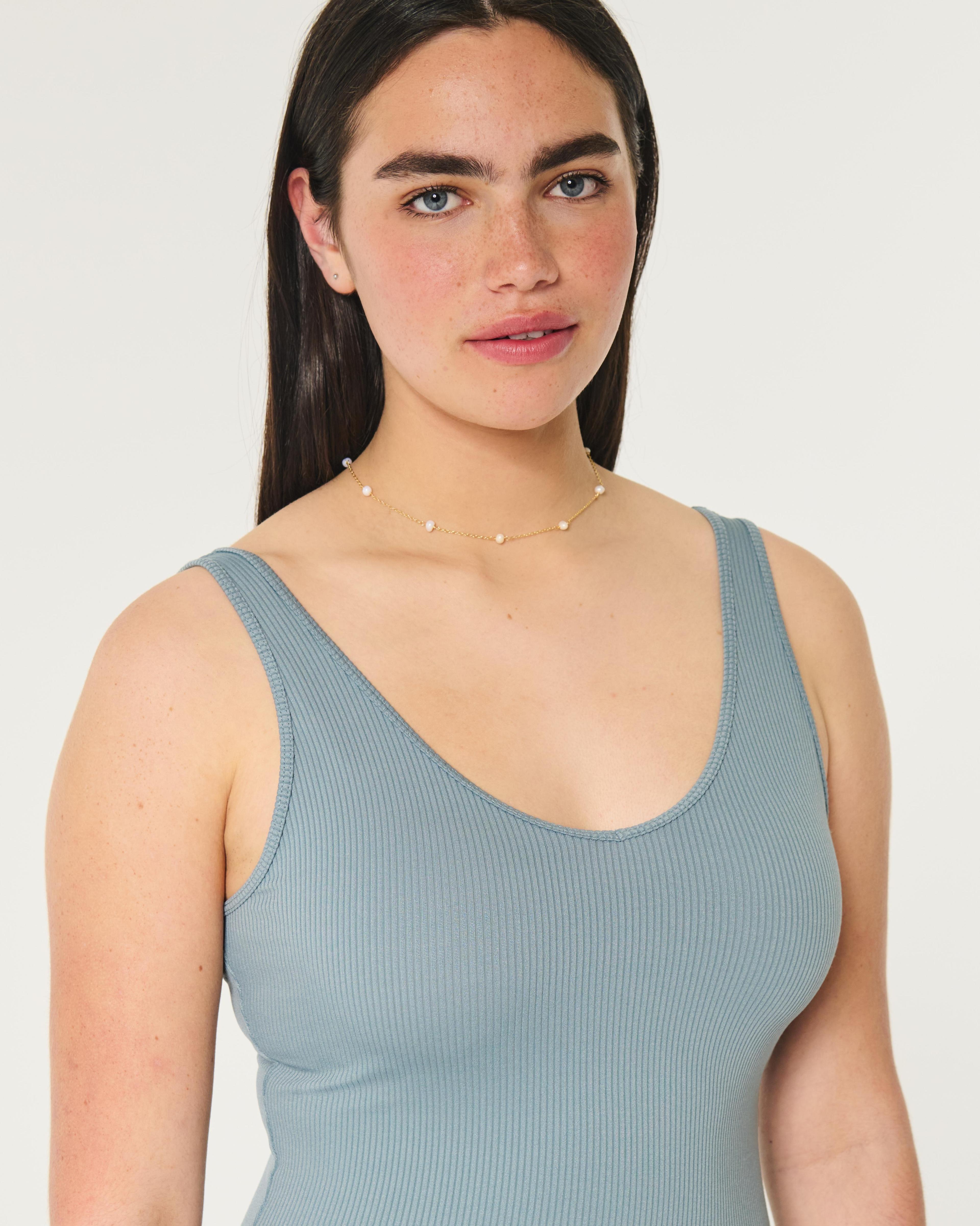 Ribbed Seamless Fabric V-Neck Tank Product Image