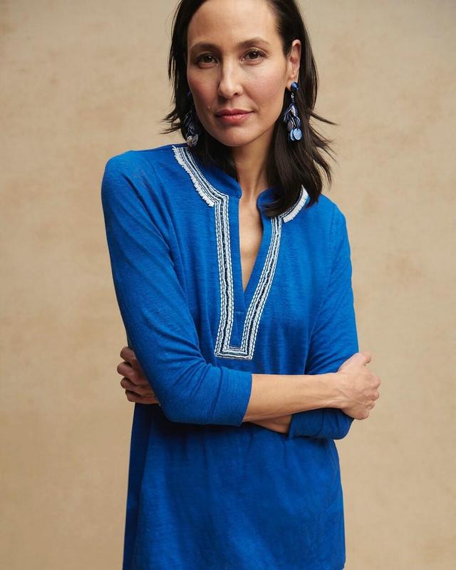 Women's Linen Embellished Tunic Top Product Image