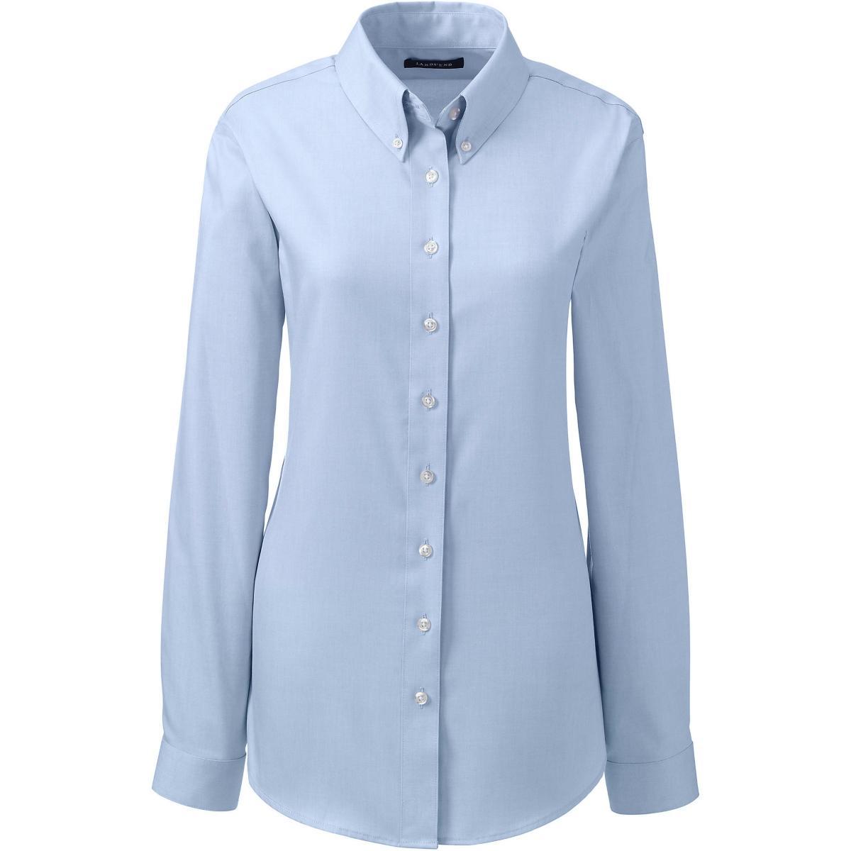 Lands End Womens School Uniform Long Sleeve No Iron Pinpoint Shirt Product Image