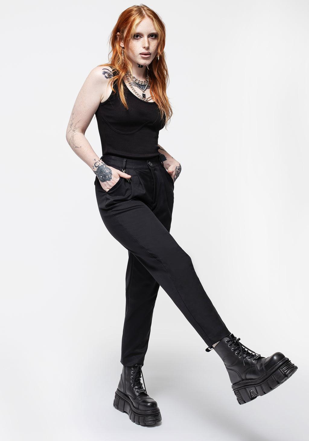 Malverde High Waist Tapered Trousers - Black Product Image