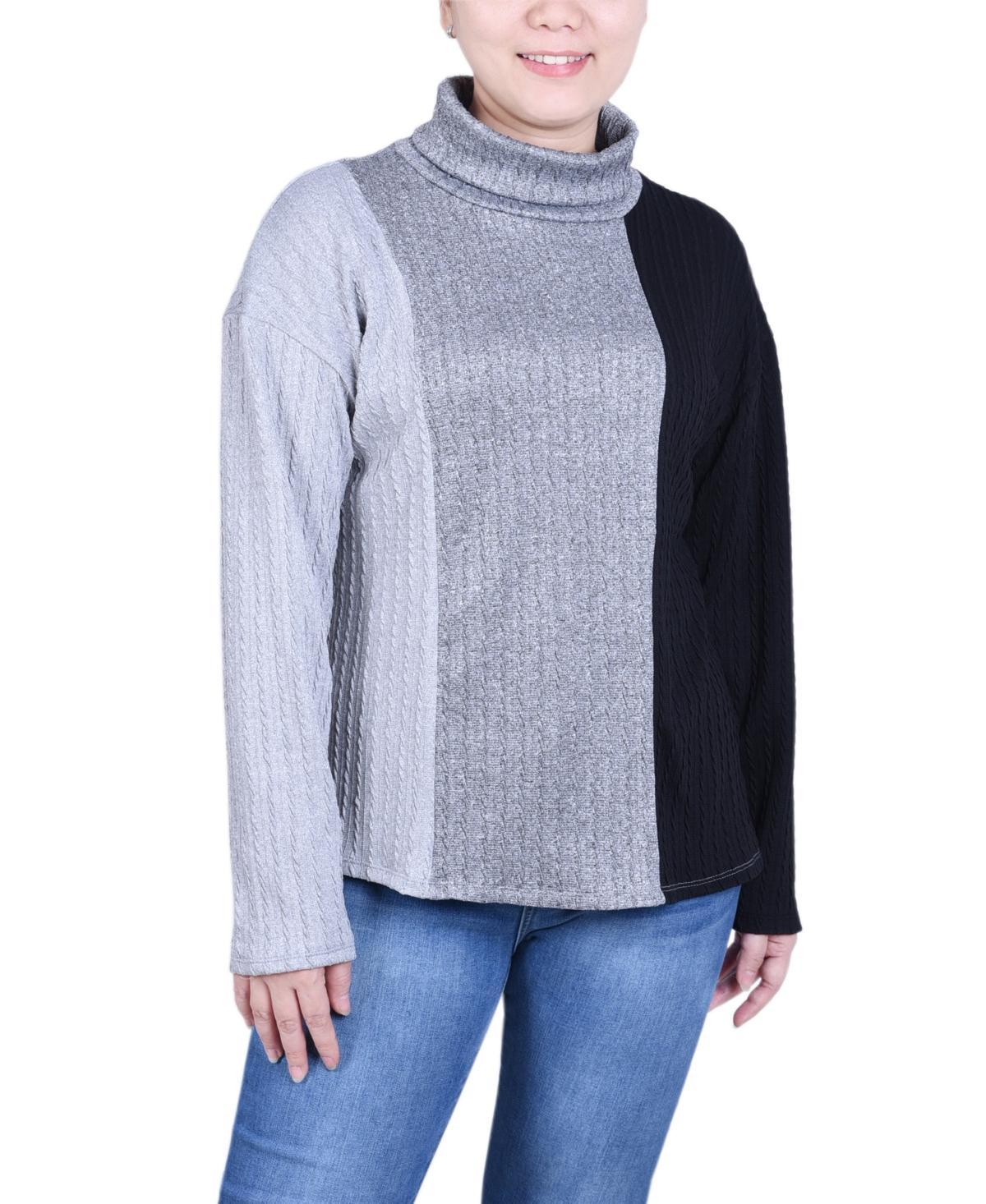 Ny Collection Womens Long Sleeve Colorblocked Top Product Image