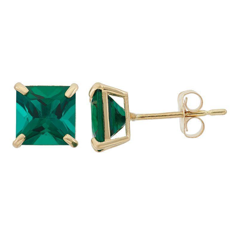 Designs by Gioelli Lab-Created Emerald 10k Gold Stud Earrings, Womens, Green Product Image