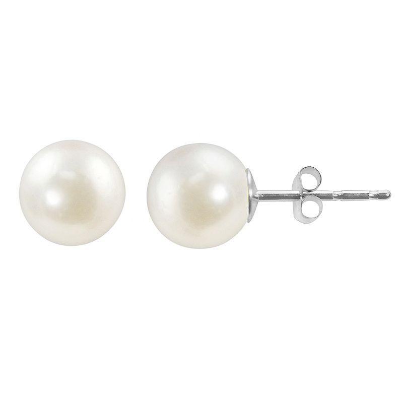 14k White Gold Akoya Cultured Pearl Stud Earrings, Womens Product Image