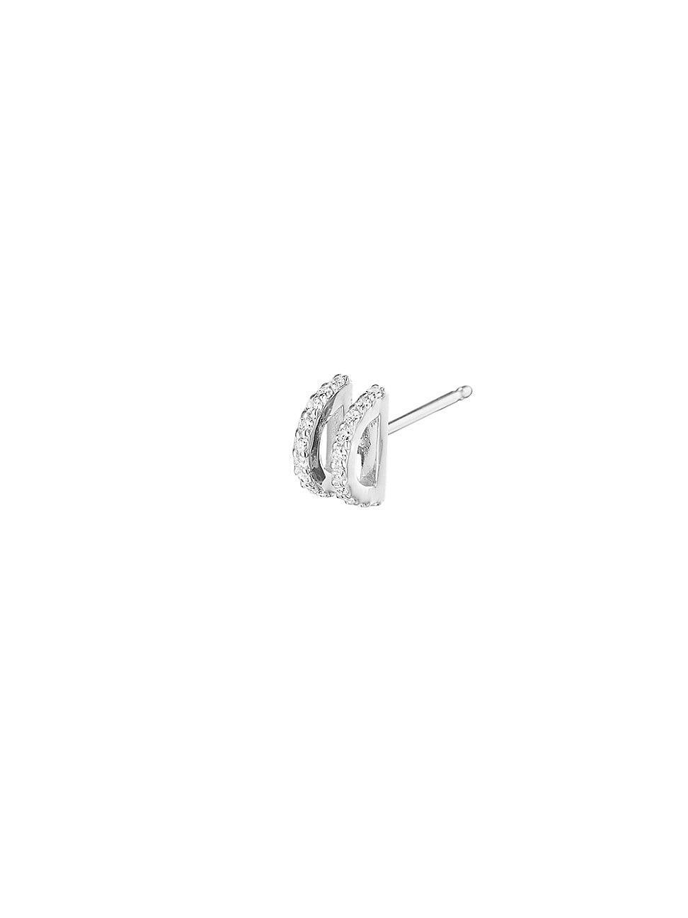 Womens TPLT 18K White Gold & Diamond Double-Half-Circle Stud Earring Product Image