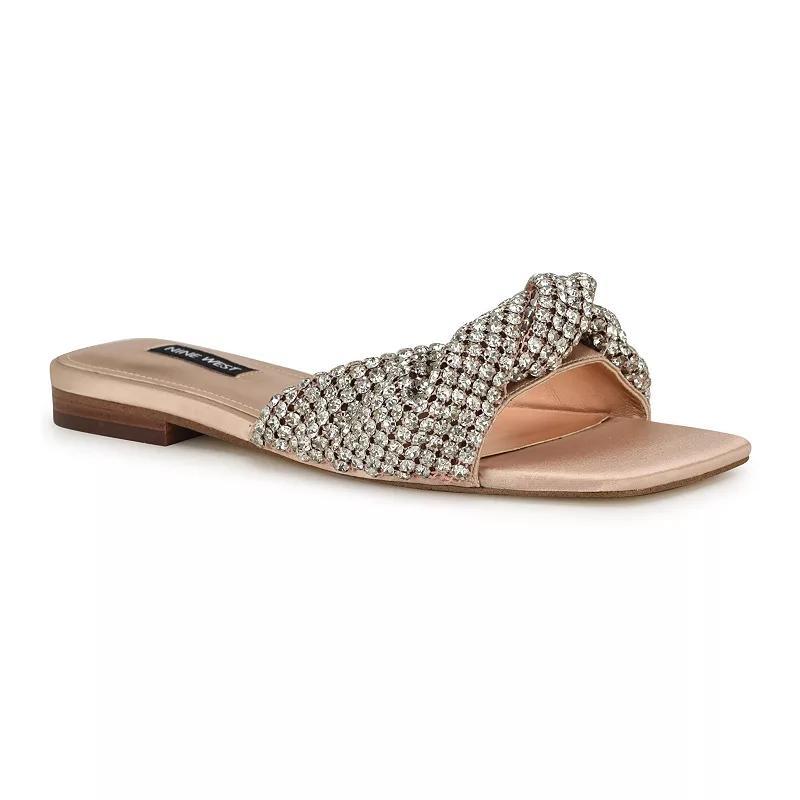 Nine West Mande Embellished Square Toe Womens Slip-On Sandals Product Image