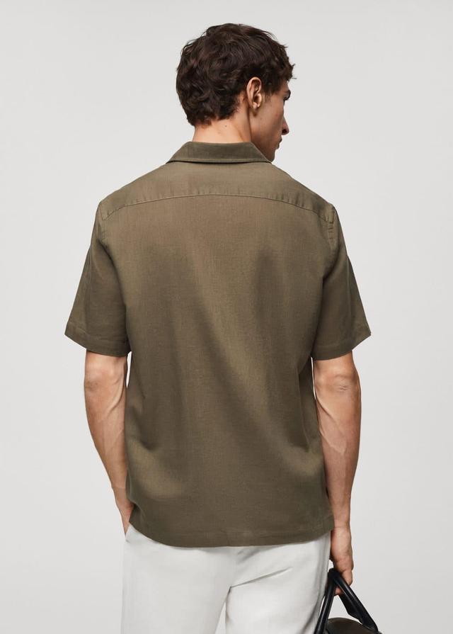 MANGO MAN - Regular-fit linen shirt with pocket khakiMen Product Image