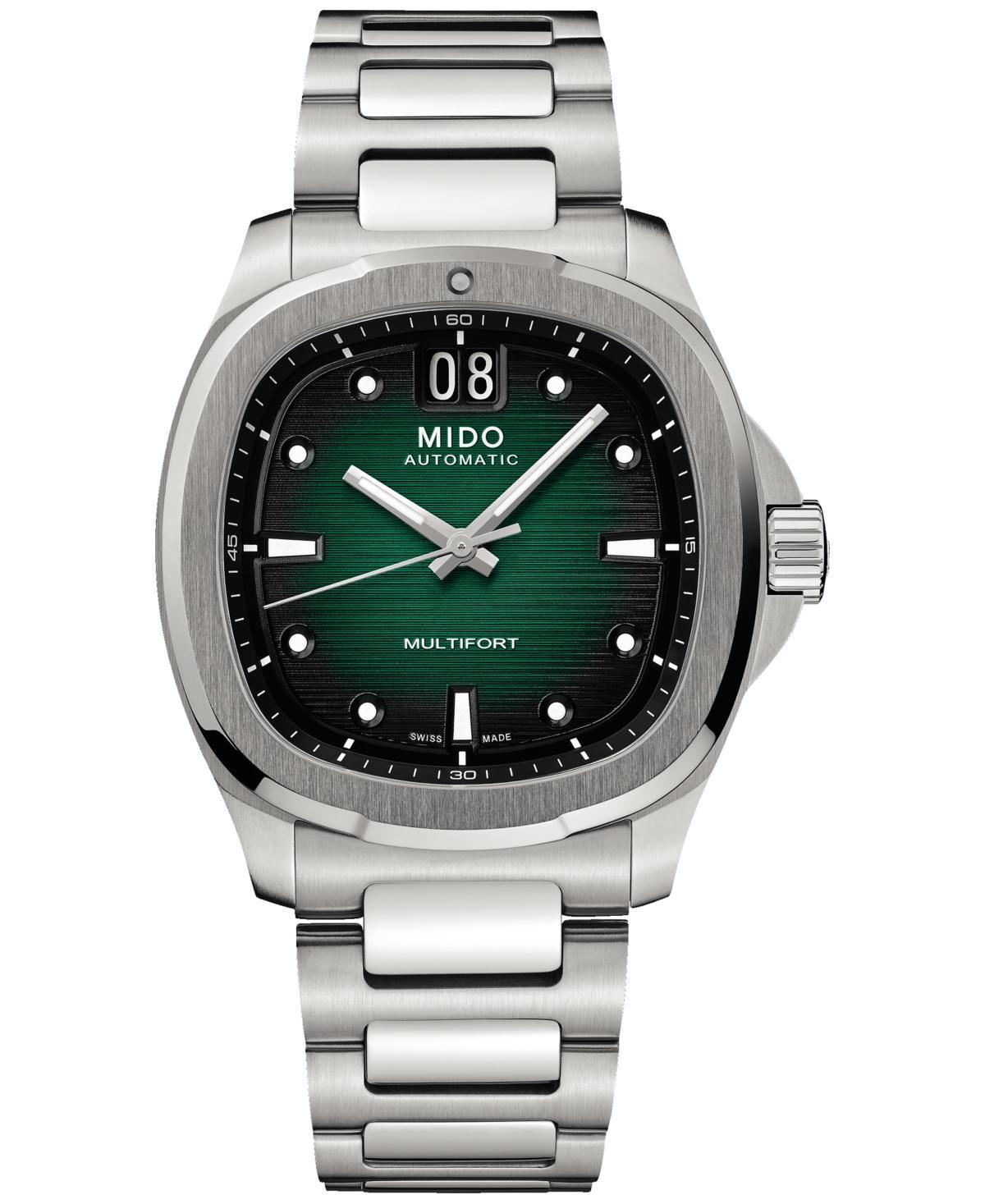 Mido Mens Swiss Automatic Multifort Stainless Steel Bracelet Watch 41mm - Green Product Image