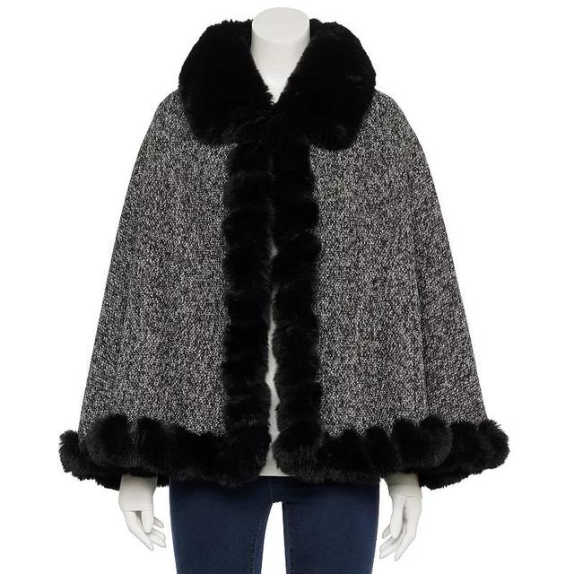 Womens Nine West Faux Fur Trimmed Cape Product Image