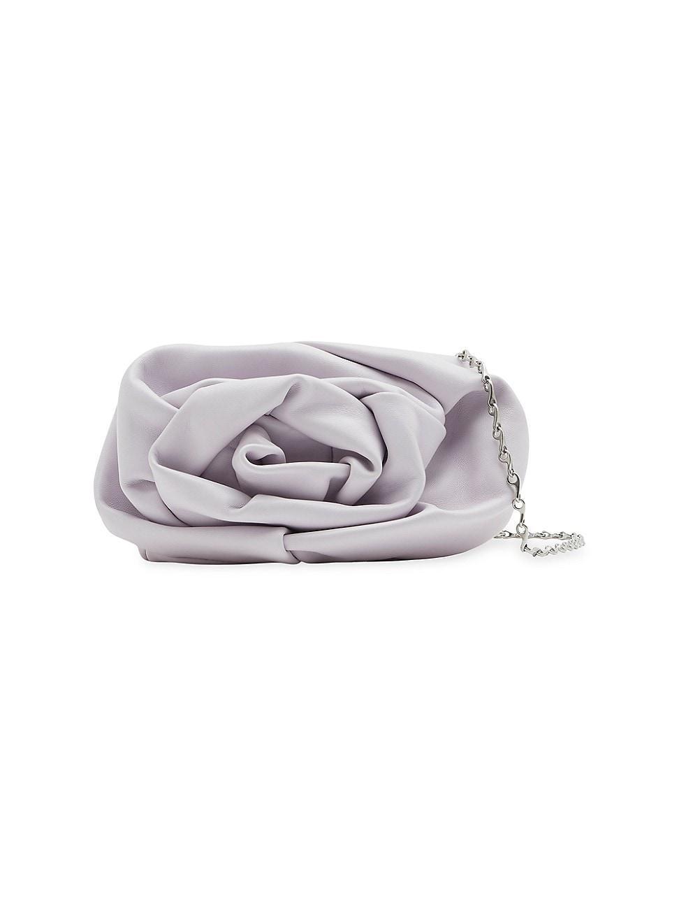 Womens Rose Leather Chain Clutch Product Image