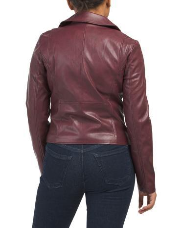 Faux Leather Classic Biker Jacket for Women Product Image