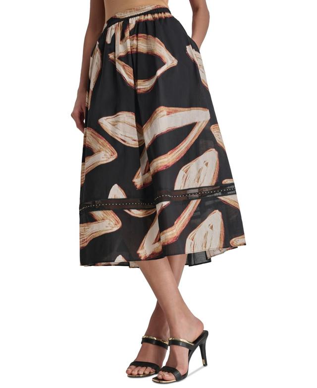 Dkny Womens Printed Studded Cotton A-Line Skirt Product Image