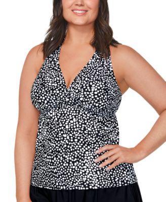 Plus Size Printed H-Back Tankini Top, Created for Macy's Product Image