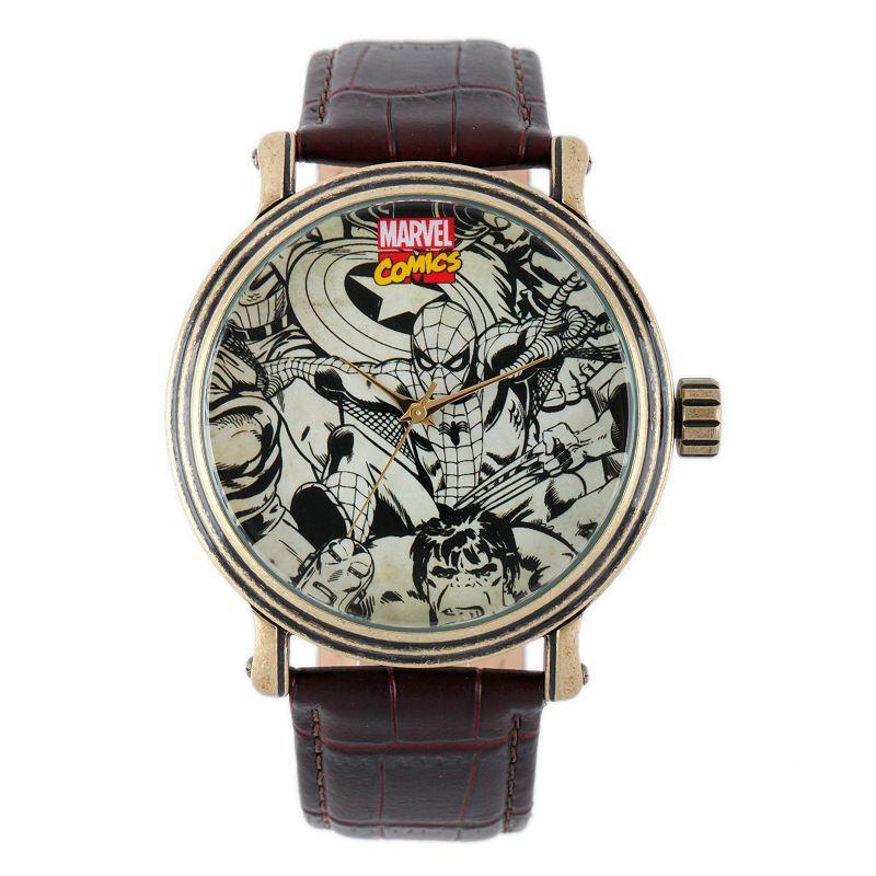 Marvel Spider-Man, Iron Man, Hulk, Captain America Mens Vintage Gold Antique Alloy Watch Product Image