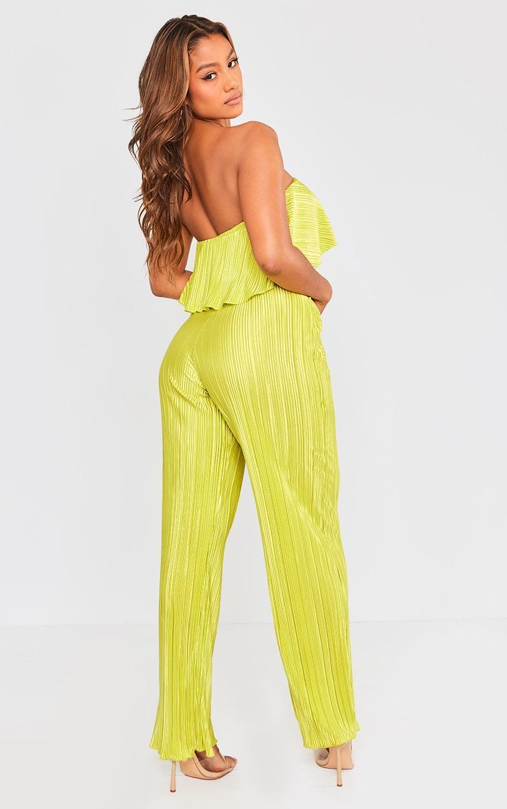 Lime Plisse Tie Waist Tube Jumpsuit Product Image