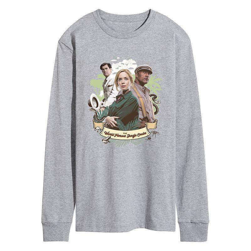 Disneys Jungle Cruise Mens Poster Long Sleeve Graphic Tee Med Grey Product Image