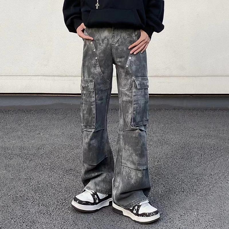 Vintage-Structured Studded Multi-Pocket Performance Jeans Product Image