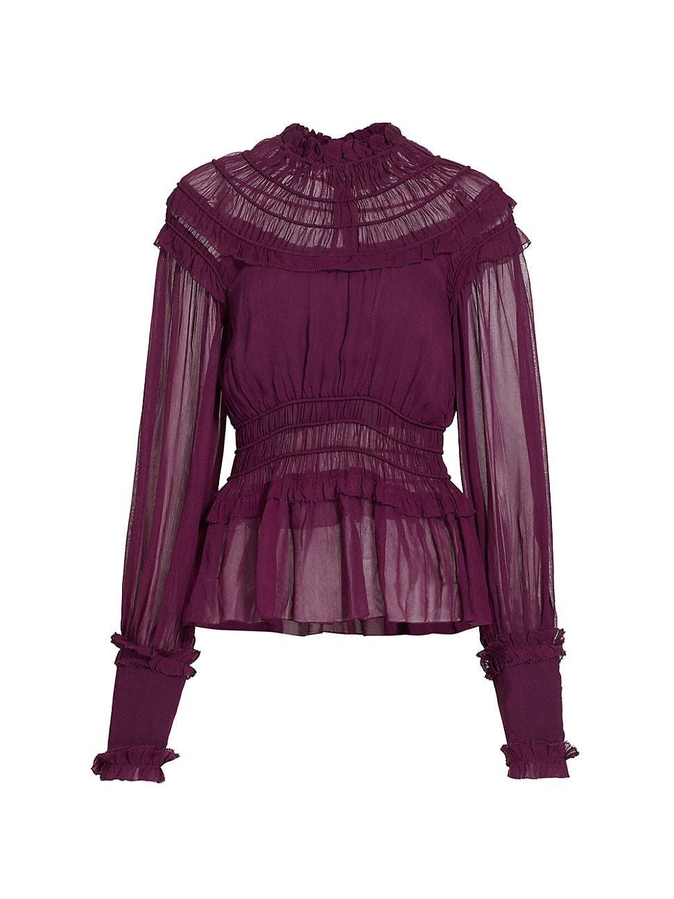 Womens Chiffon Ruffled Blouse Product Image