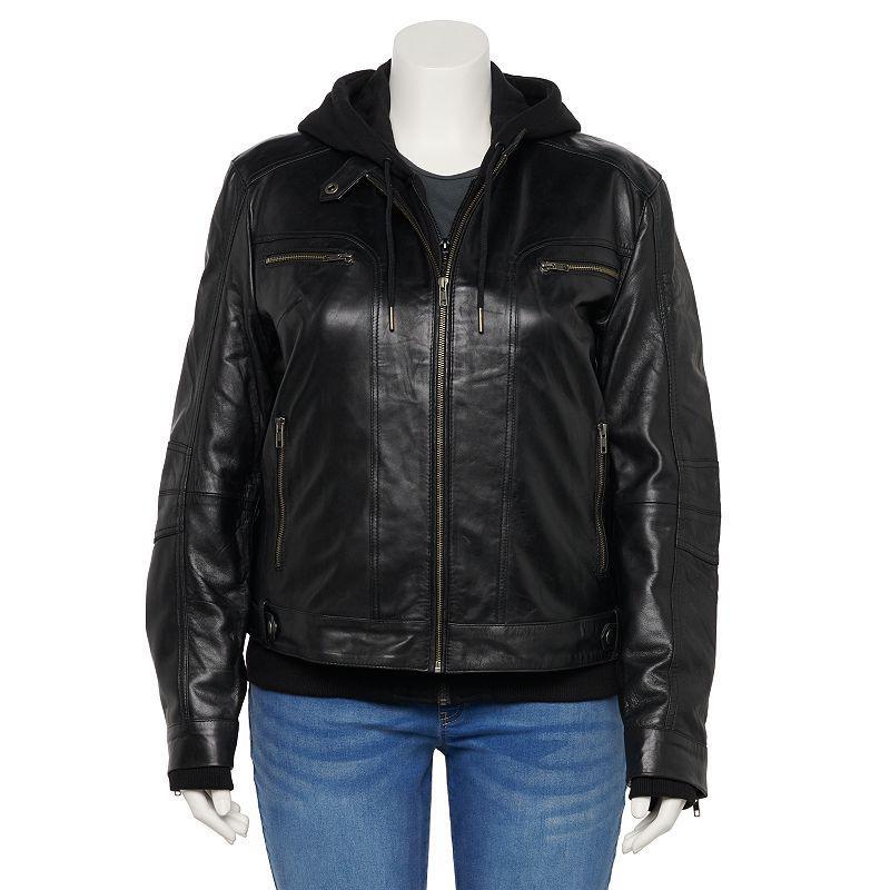 Plus Size Whet Blu April Hoodie & Leather Jacket, Womens Product Image