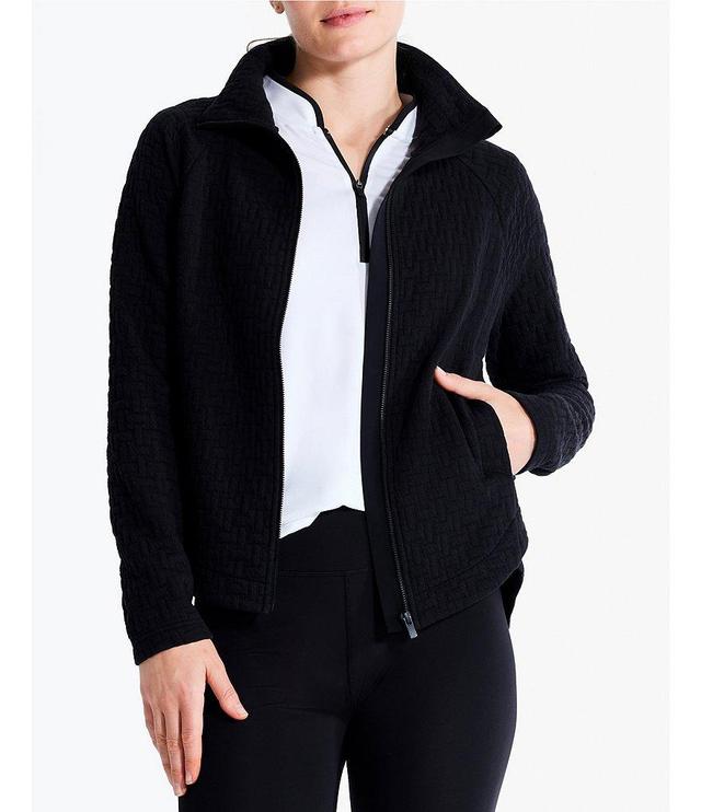 NZ ACTIVE by NIC + ZOE All Year Textured Knit Stand Collar Long Sleeve High-Low Hem Pocketed Jacket Product Image