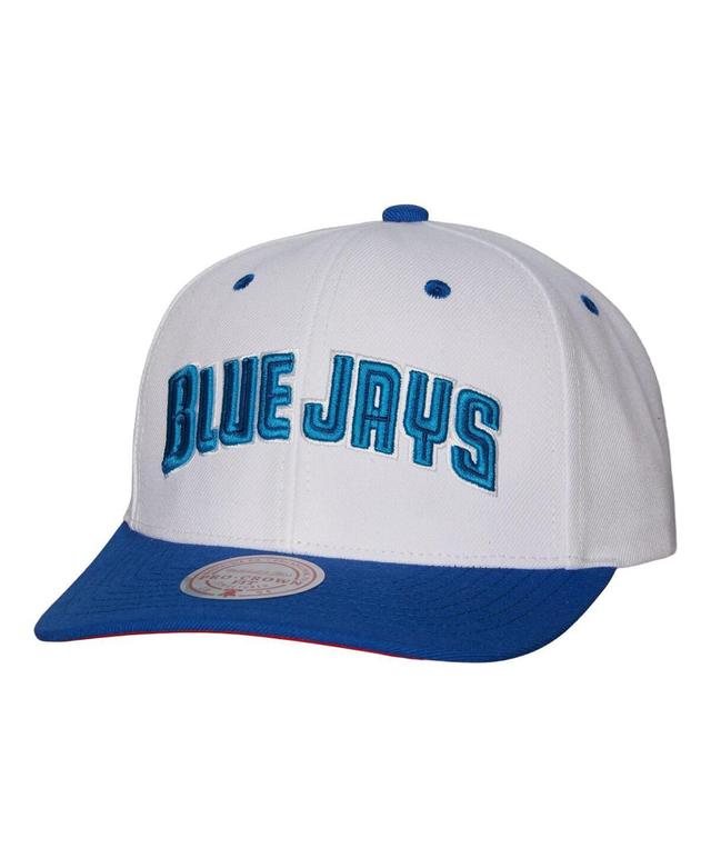 Mens Mitchell & Ness White Distressed Toronto Blue Jays Cooperstown Collection Pro Crown Snapback Hat Product Image