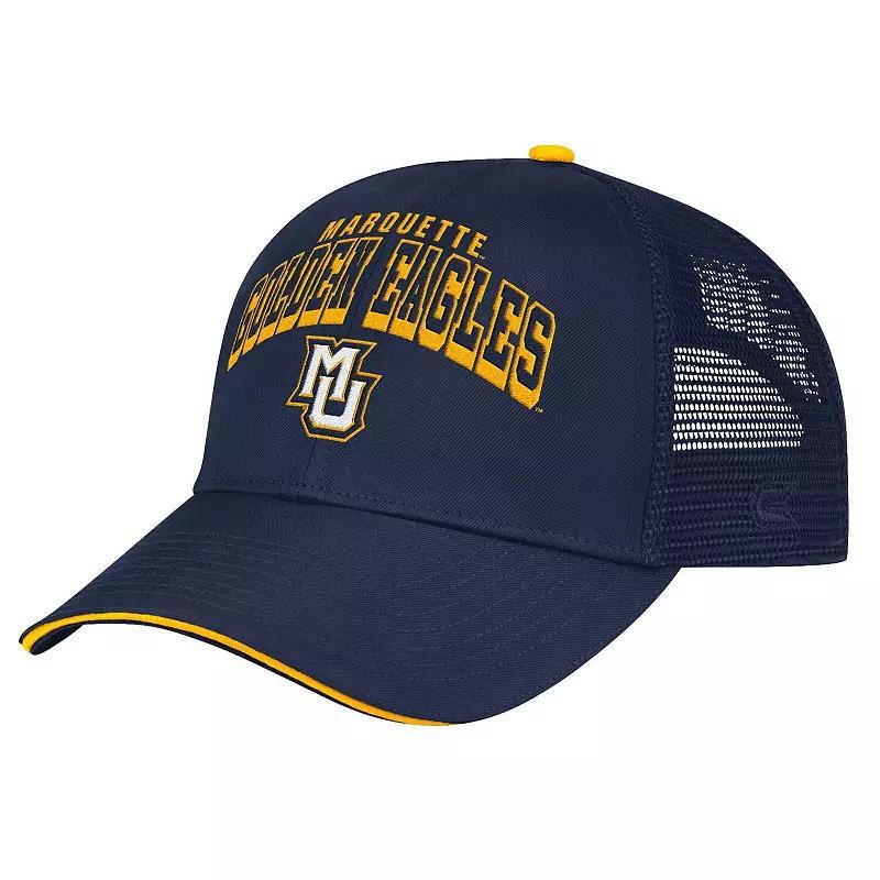 Mens Colosseum Navy Marquette Golden Eagles Wyatt Primary Team Trucker Adjustable Hat, Mrq Blue Product Image