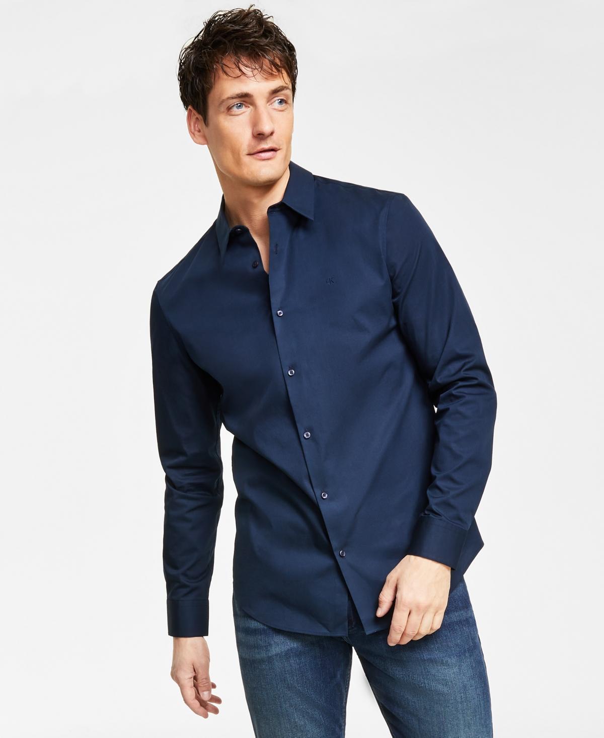 Calvin Klein Mens Slim-Fit Refined Button-Down Shirt Product Image