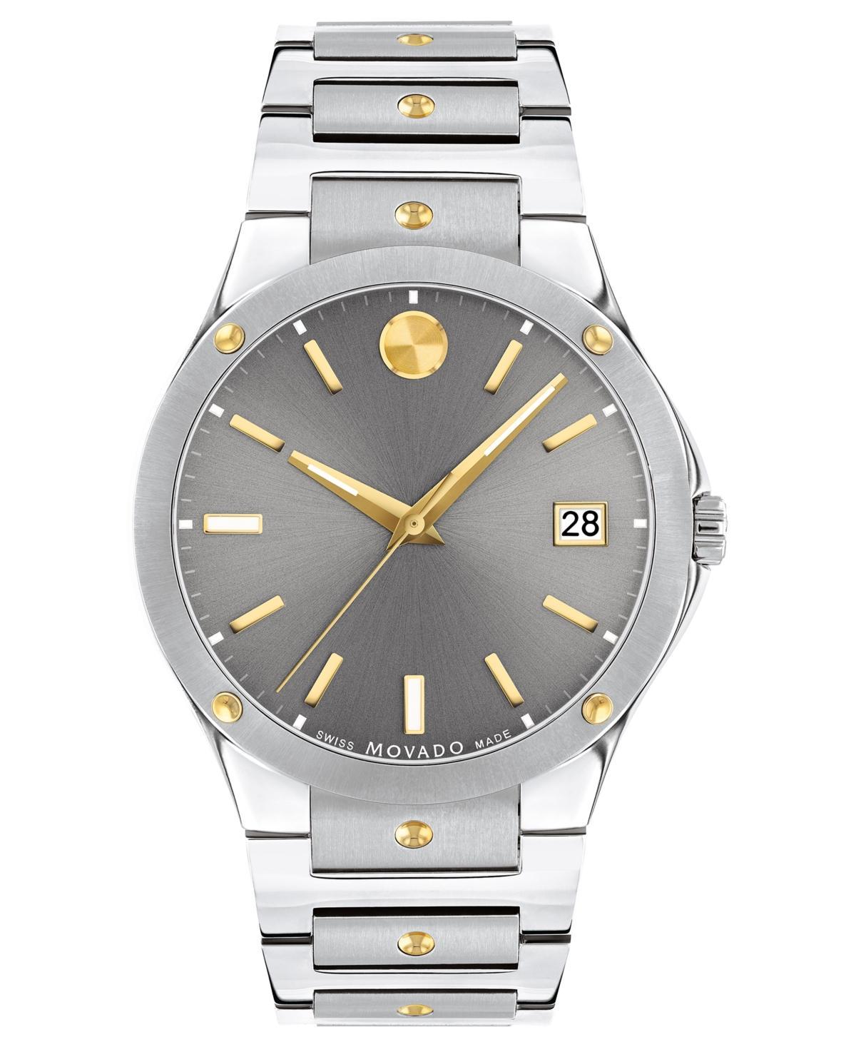 Men's Movado SE Two-Tone PVD Watch with Grey Dial (Model: 607514) Product Image