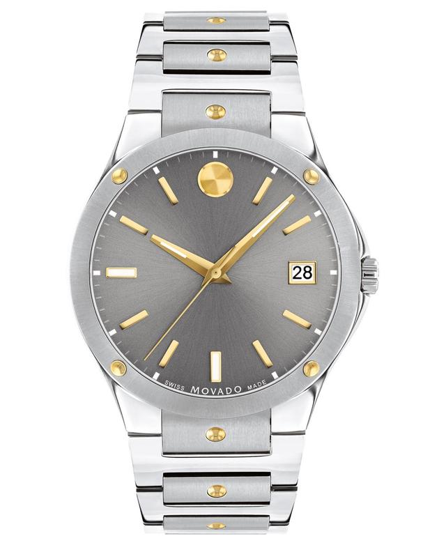 Men's Movado SE Two-Tone PVD Watch with Grey Dial (Model: 607514) Product Image