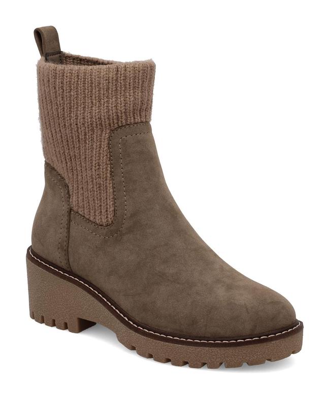 Mia Womens Kara Knit Cuff Lug Sole Chelsea Booties Product Image