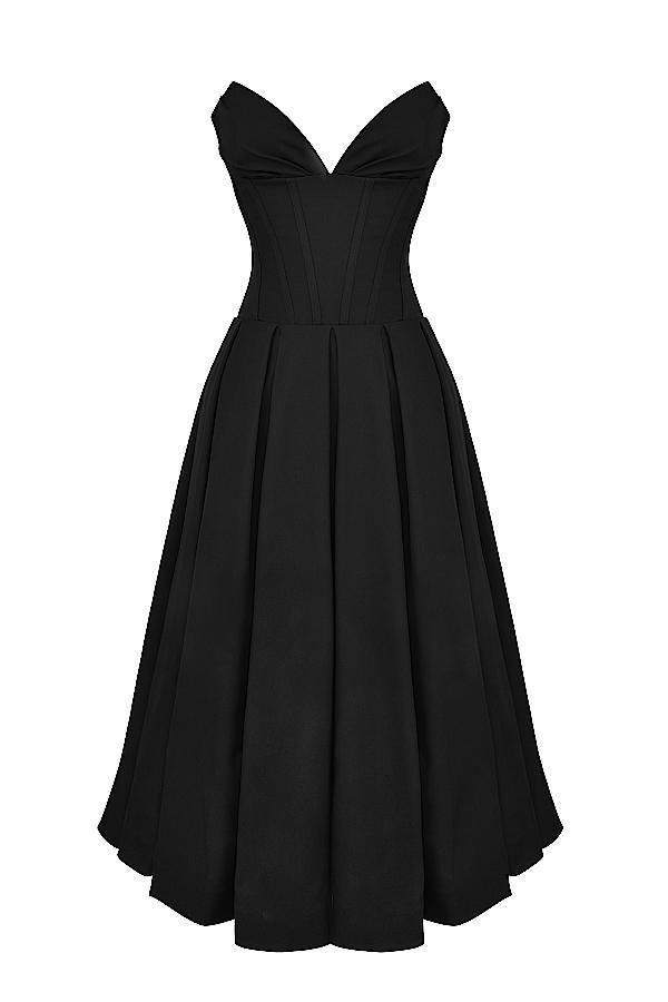 Lady Black Strapless Midi Dress Product Image