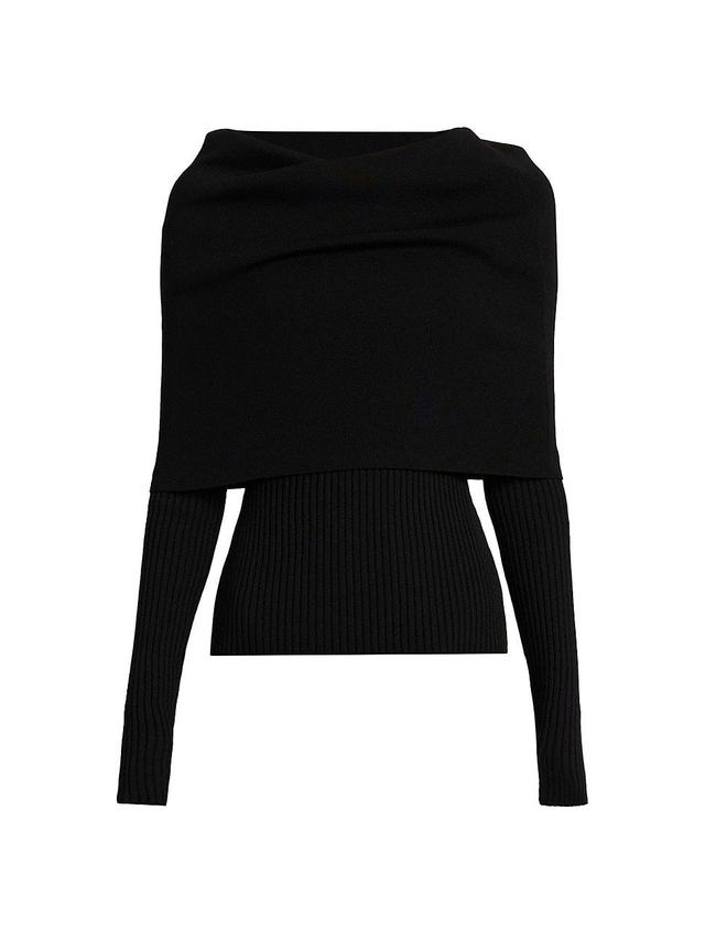Womens Ribbed Wool-Blend Cape Sweater Product Image