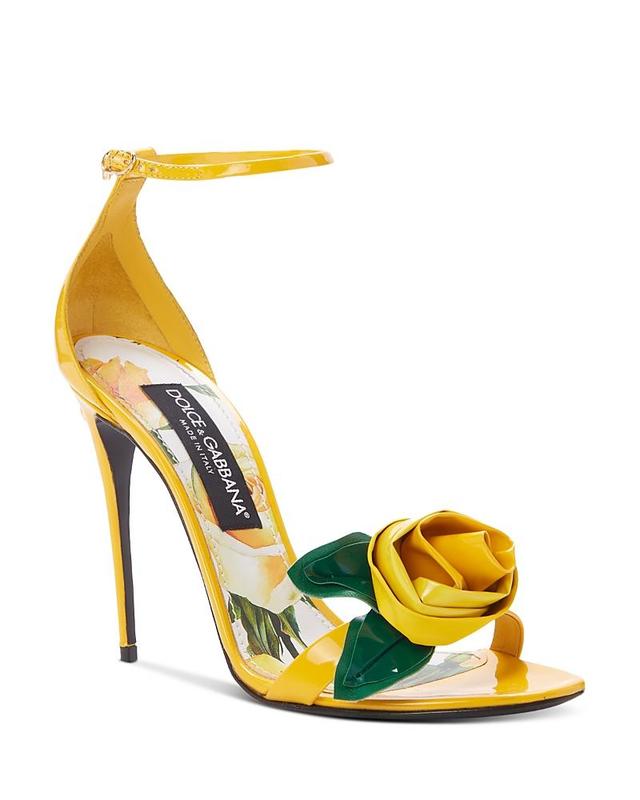 Dolce & Gabbana Womens Rosette High Heel Ankle Strap Sandals Product Image