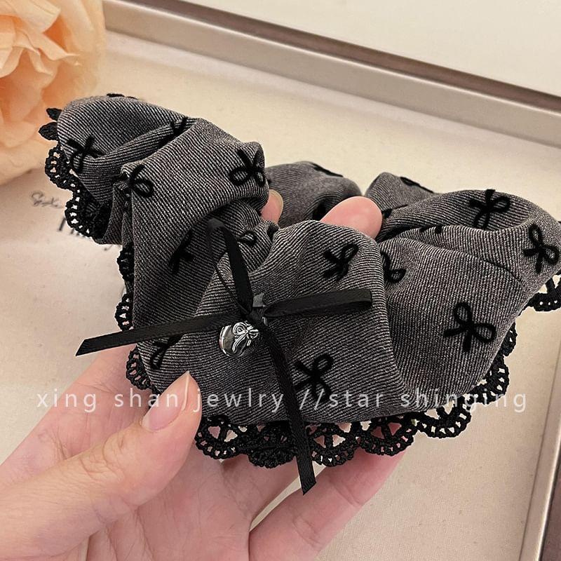 Lace Trim Bowknot Hair Scrunchie Product Image