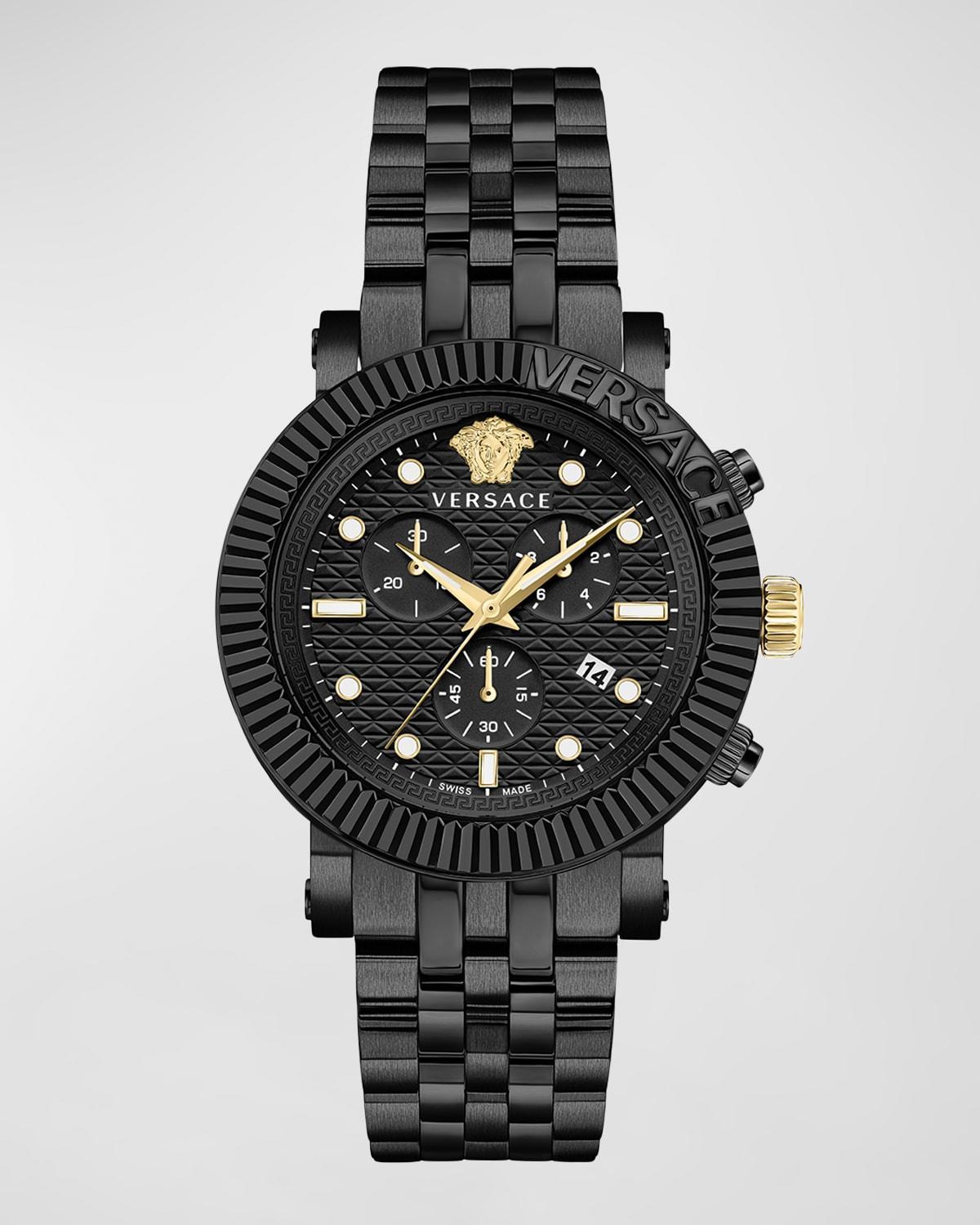 Mens V-Chrono Black Stainless Steel Chronograph Watch Product Image