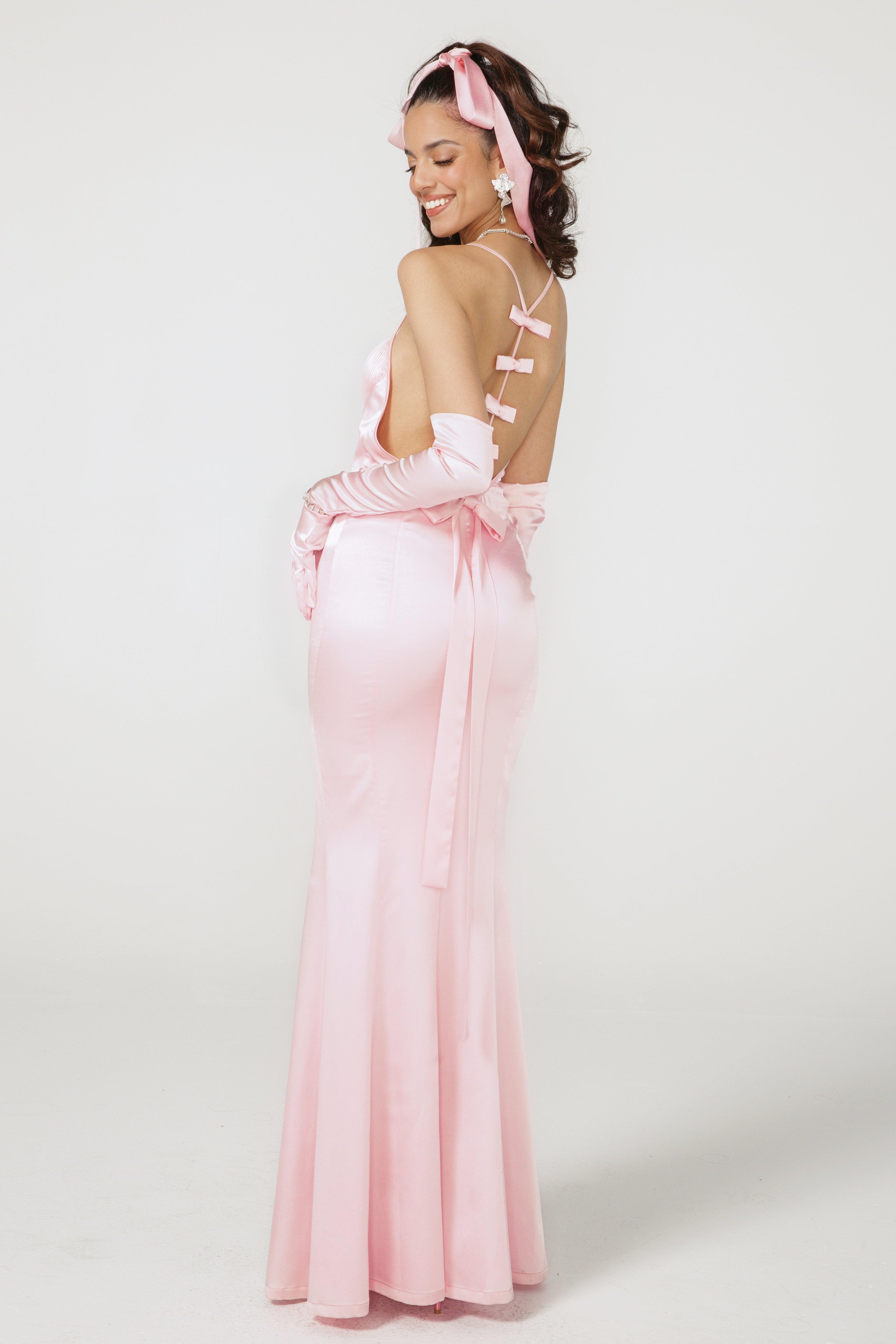 Angelique Bow Dress (Pink) (Final Sale) Product Image