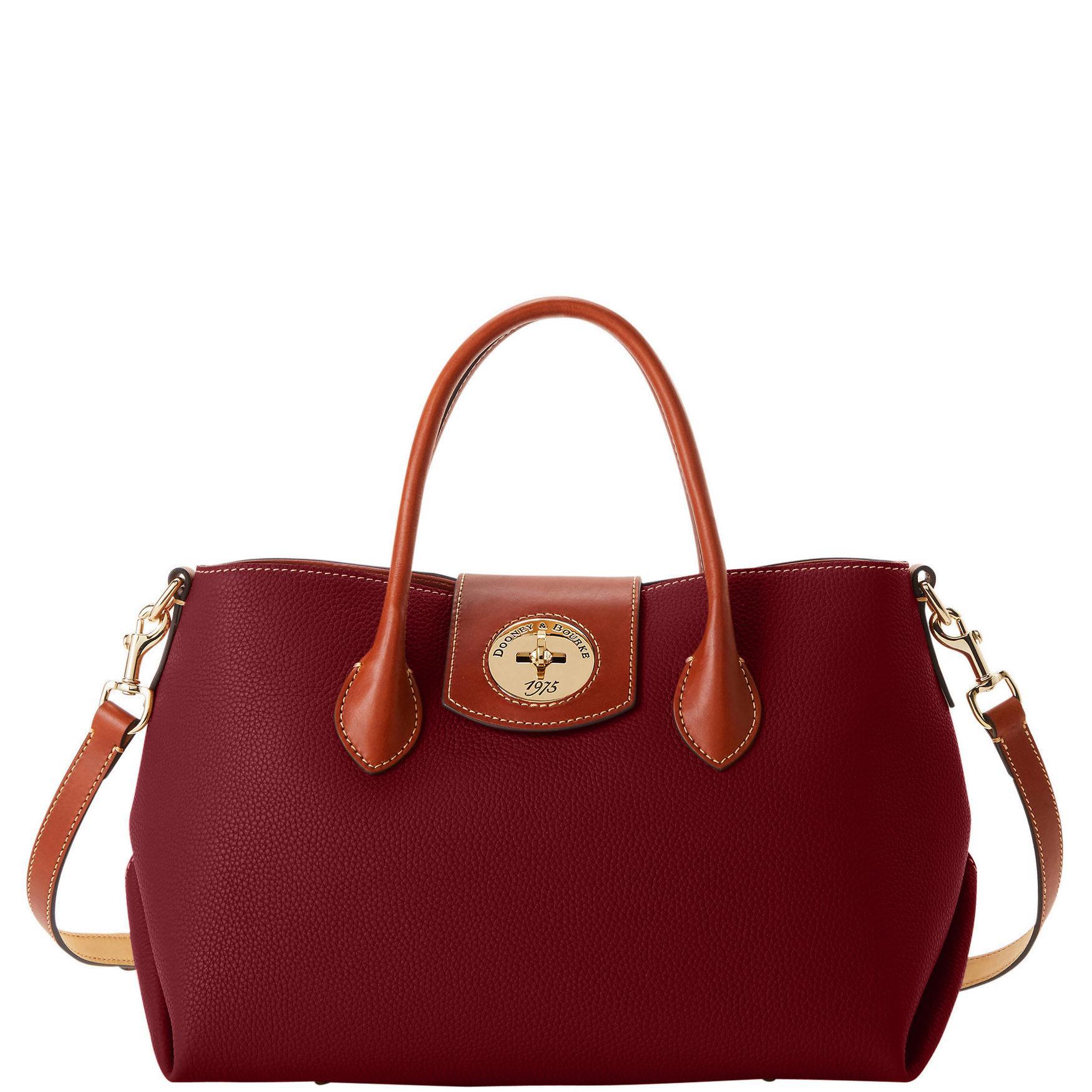 Dooney & Bourke Womens Pebble Turnlock Handle Leather Tote Shopping Bag 30 in Bordeaux Product Image