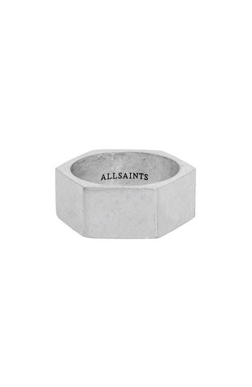 AllSaints Mens Sterling Silver Hexagonal Band Ring Product Image