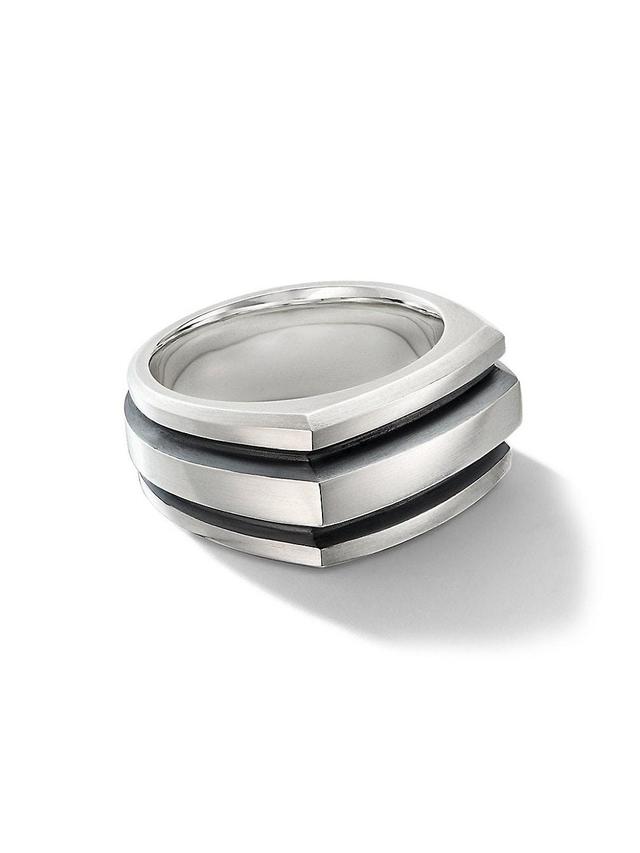 Mens Deco Cigar Band Ring in Sterling Silver, 13MM Product Image