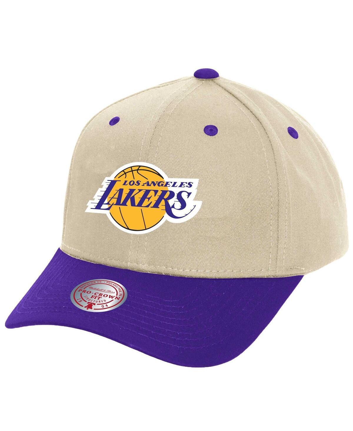 Mens Mitchell & Ness Cream Los Angeles Lakers Game On Two-Tone Pro Crown Adjustable Hat Product Image