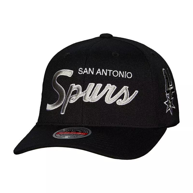 Mens Mitchell & Ness Black San Antonio Spurs Mvp Team Script 2.0 Stretch-Snapback Hat Product Image