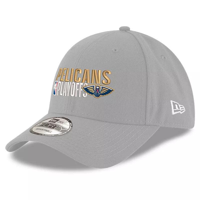 New Era Mens Gray New Orleans Pelicans 2024 Nba Playoffs 9FORTY Adjustable Hat Product Image