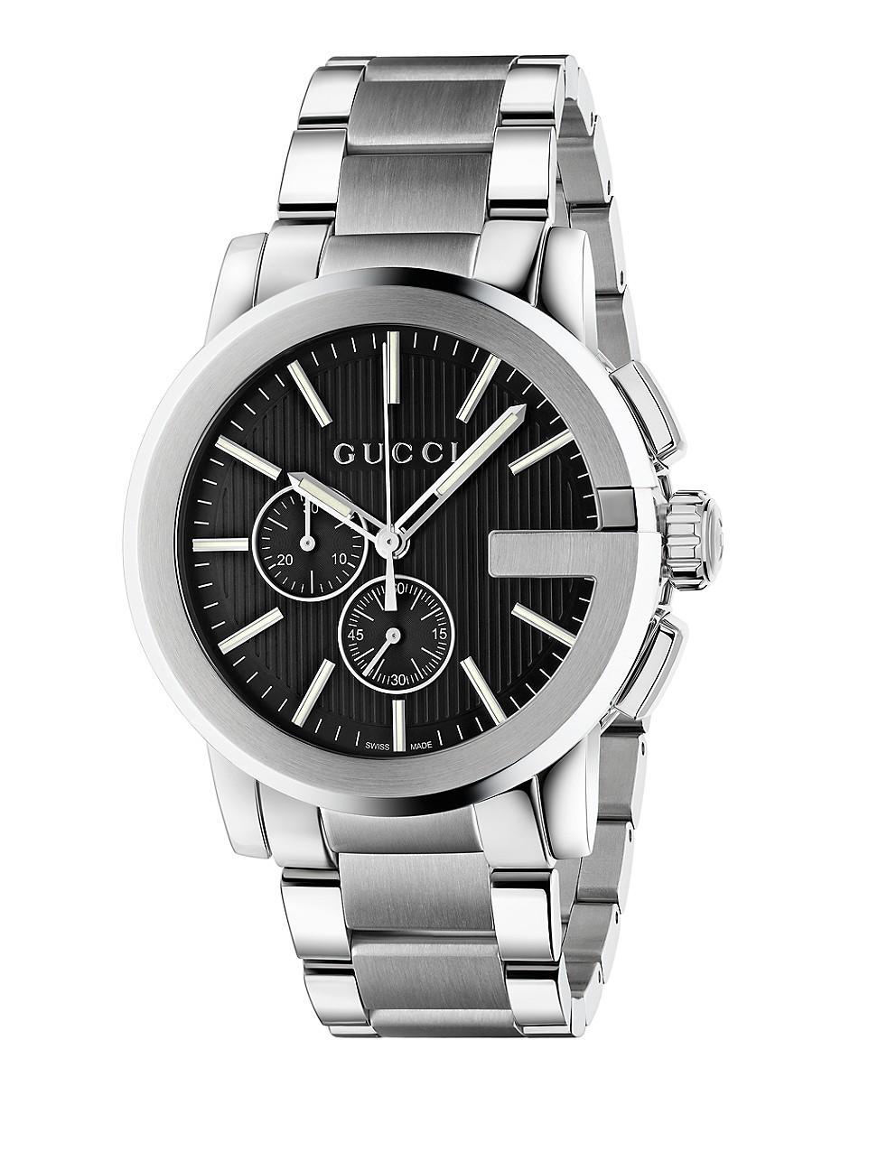 Gucci Mens Swiss Chronograph Stainless Steel Bracelet Watch 44mm Product Image