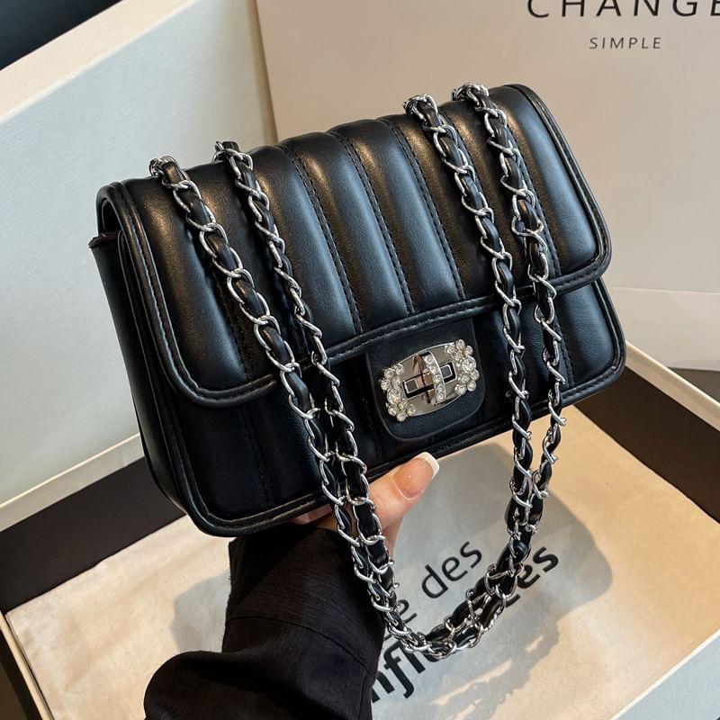 Faux Leather Quilted Chained Shoulder Bag product image