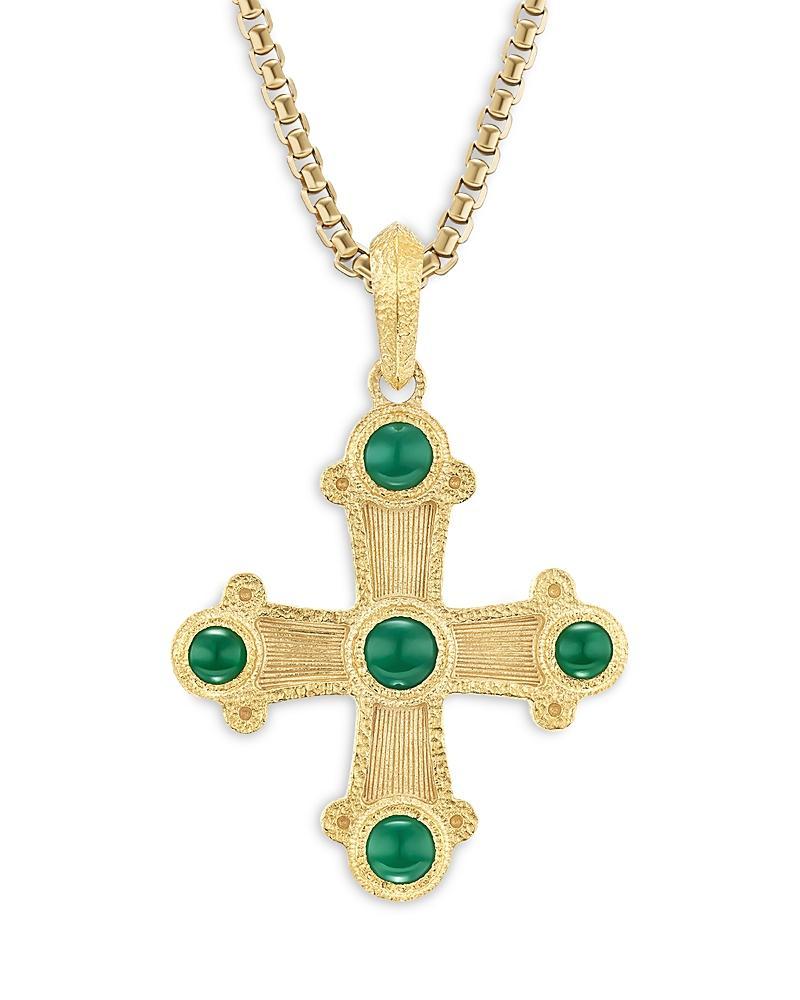 David Yurman Mens Shipwreck Cross Amulet in 18K Yellow Gold with Emeralds, 44mm Product Image